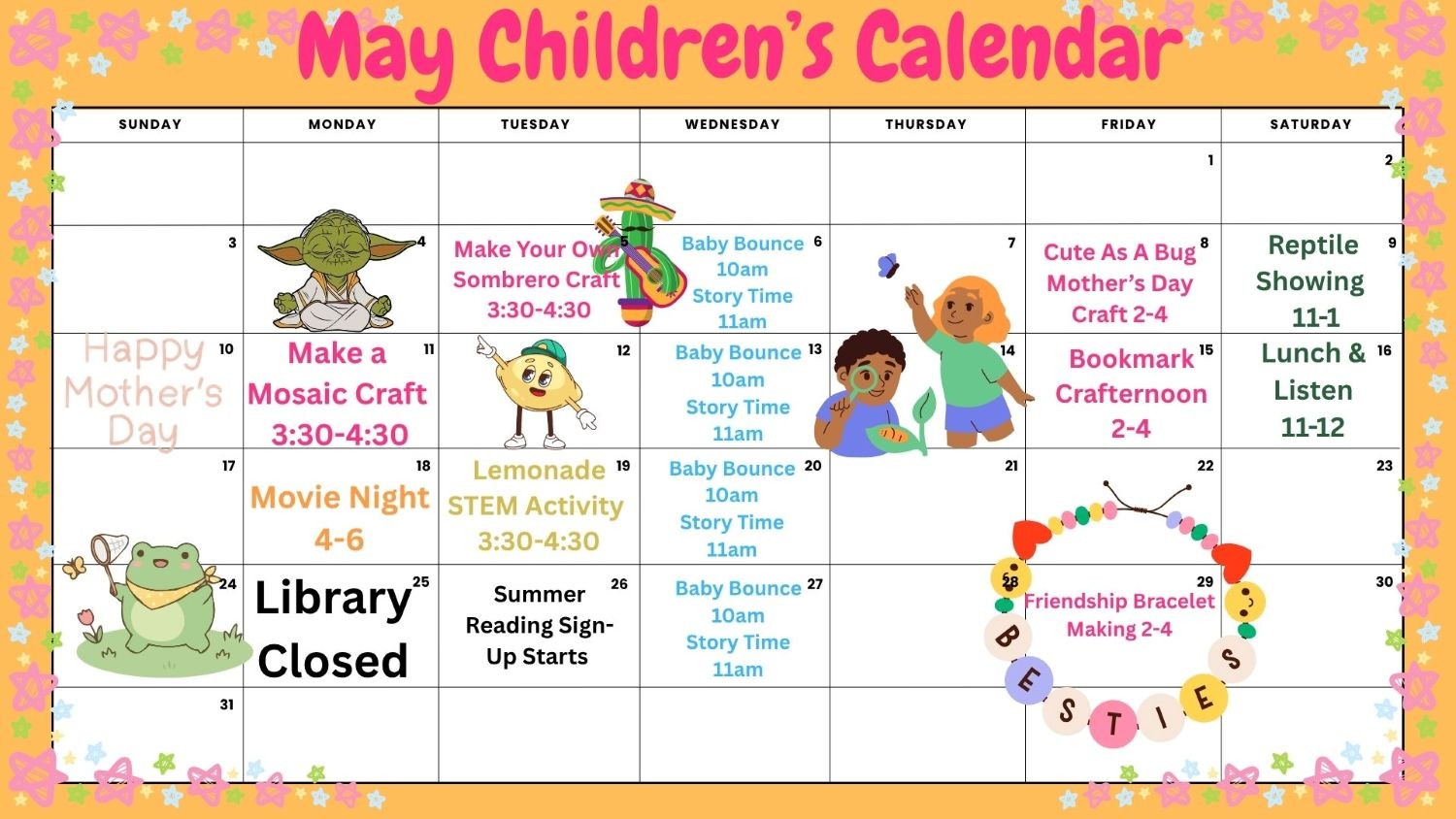 colorful calendar with spring images